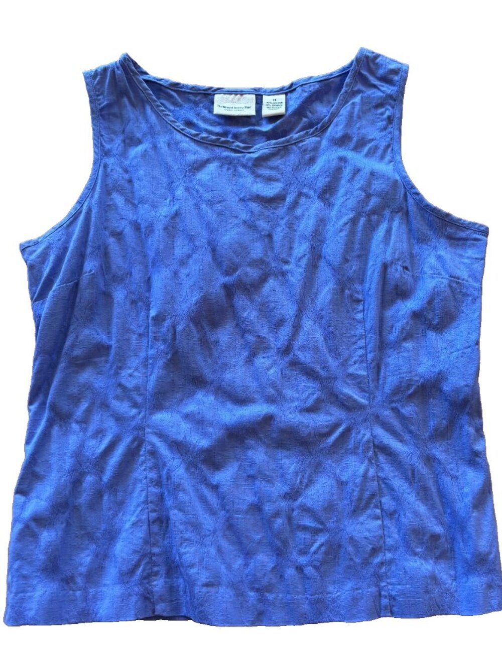 Vermont Country Store Floral Textured Purple Tank Top Darts Scoop Neck sz 14